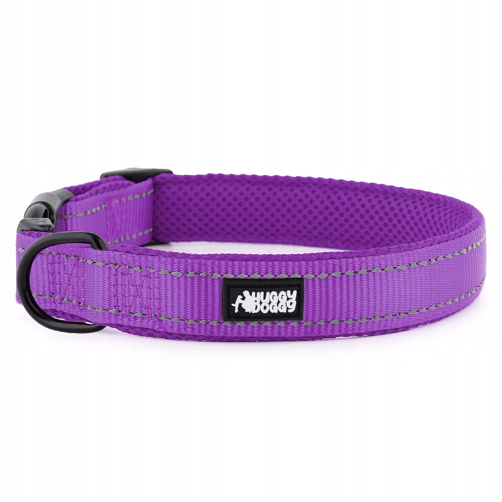 Purple Dog Collar S Reflective Material HUGGY DOGGY Size S