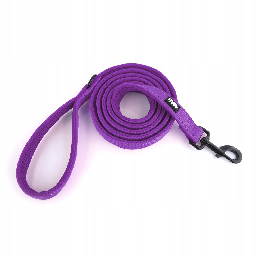 Purple dog leash 2 meter reflective with handle strong HUGGY DOGGY M