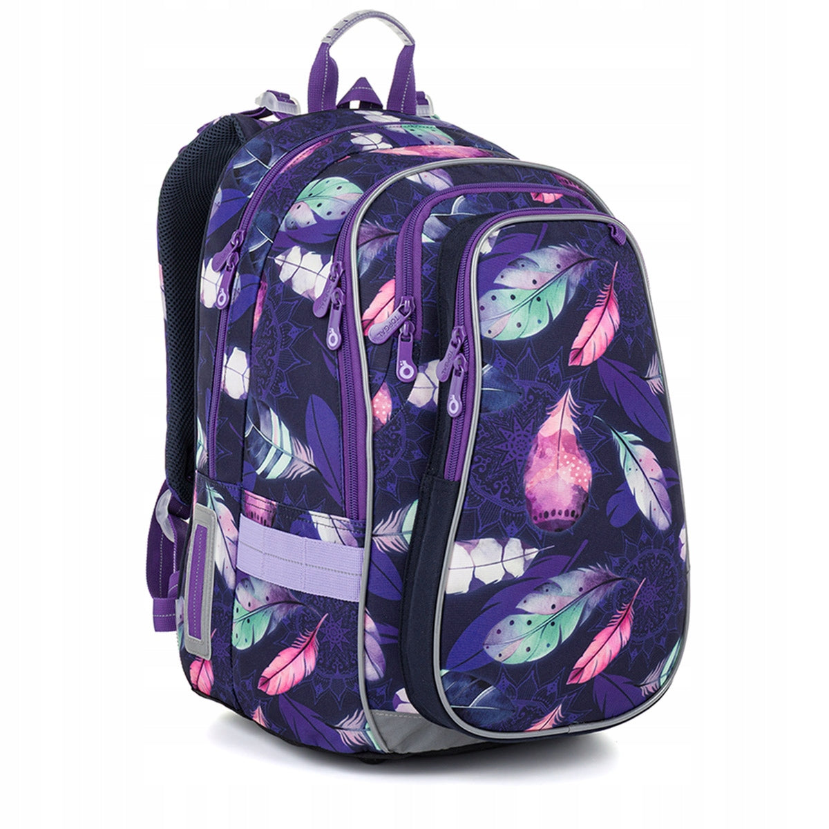 Purple school backpack with feathers Topgal LYNN 26008 2-5 class