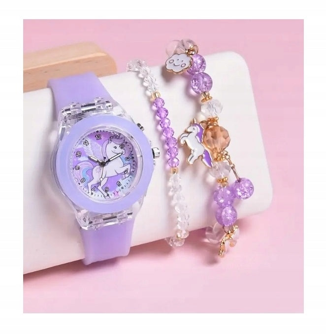Purple watch glowing with unicorn bracelet gift girl Brand no brand