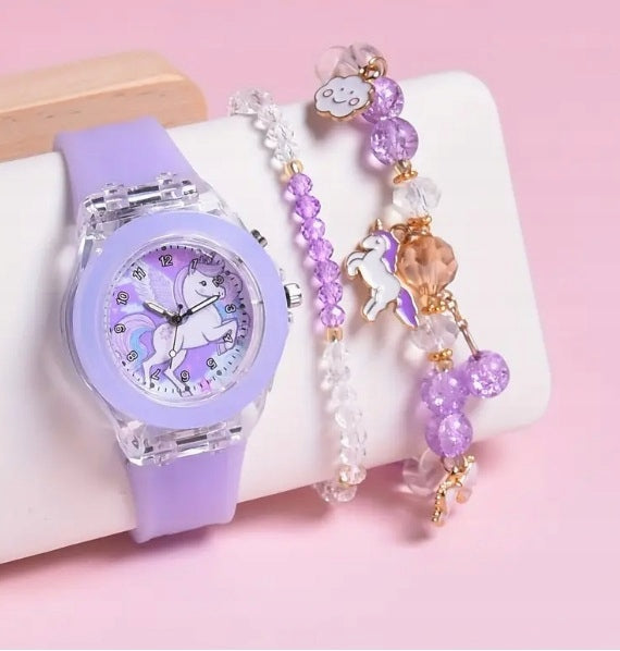 Purple watch glowing with unicorn bracelet gift girl EAN (GTIN) 5906492922446