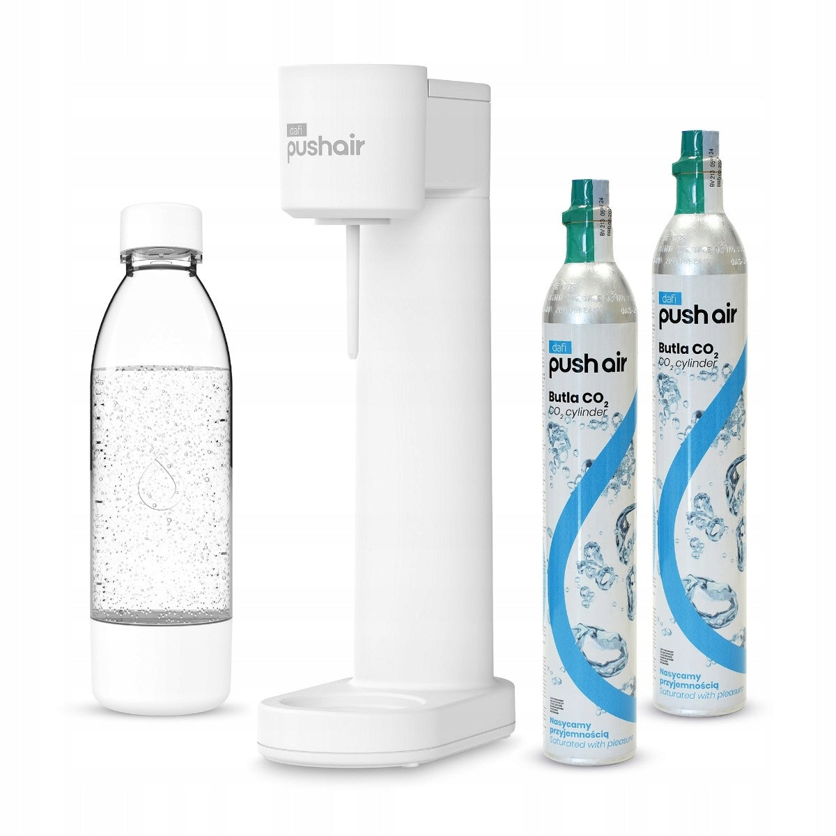 PushAir Saturator for Water Dafi Siphon White + 2 Cartridges + Bottle 0,7
