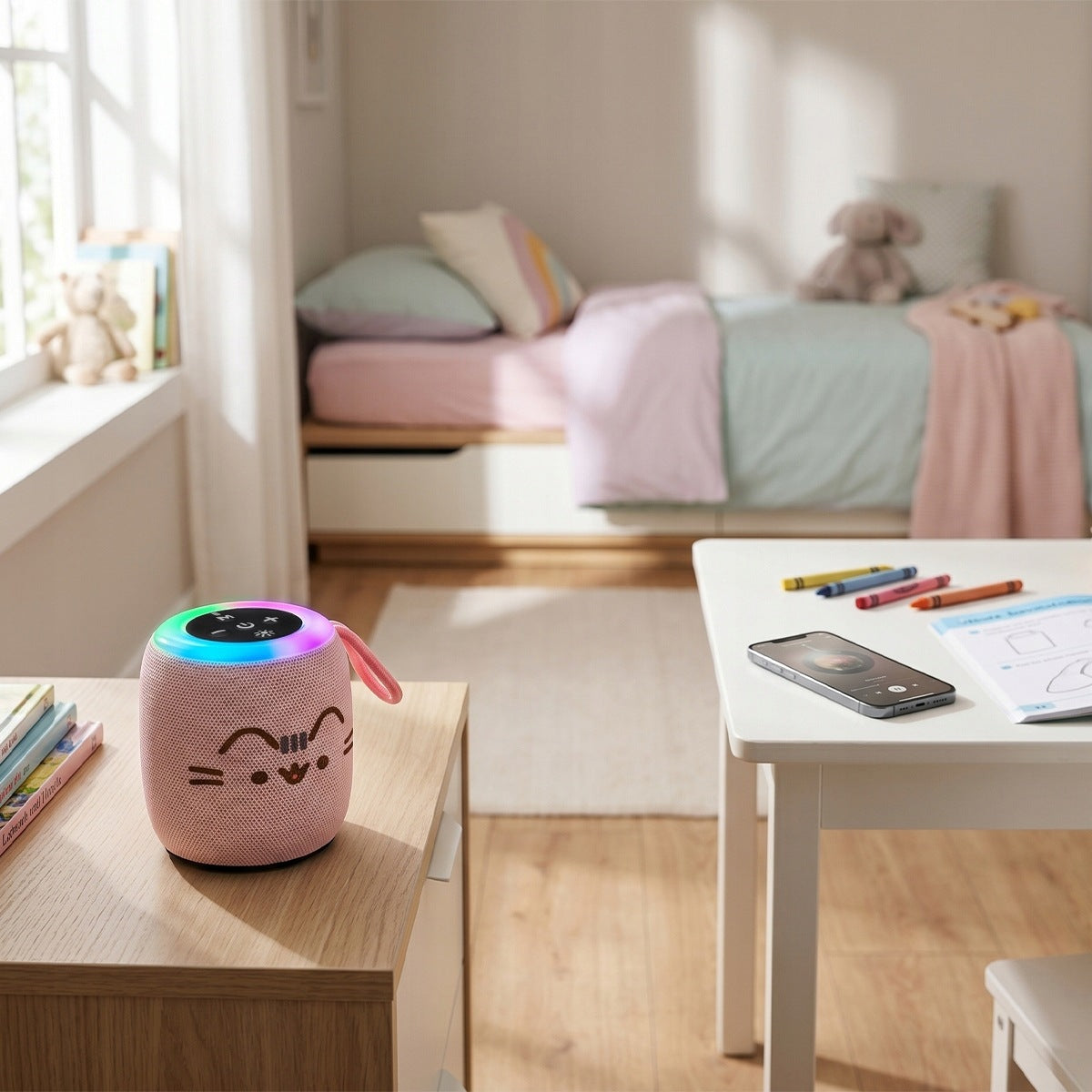 Pusheen Pink RGB Backlit Bluetooth Speaker USB-C | SD | LED Packaging status original