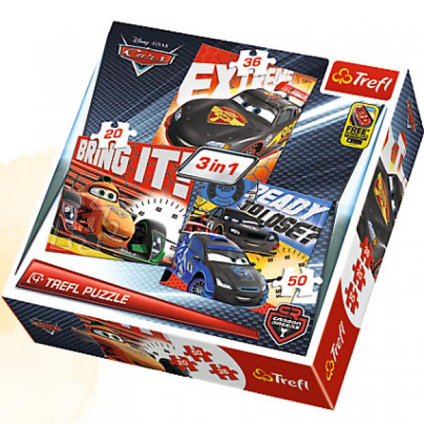 Puzzle-Set Trefl 3 in 1 Autos (Zaibas Makvynas), 50+20+36 