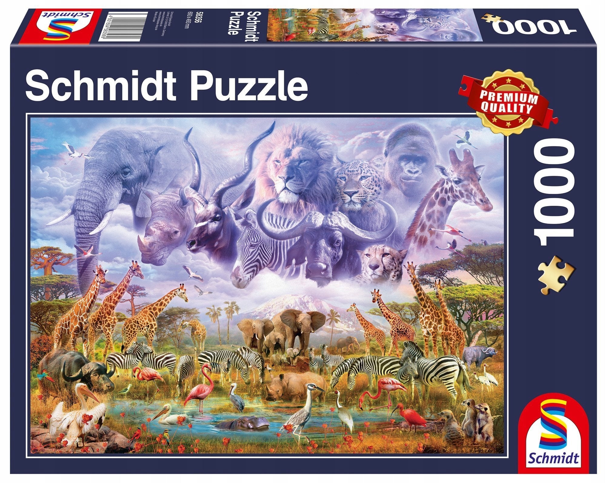 Puzzle Tiere rund um eine Wasserstelle Schmidt Spiele, 1000 d. 