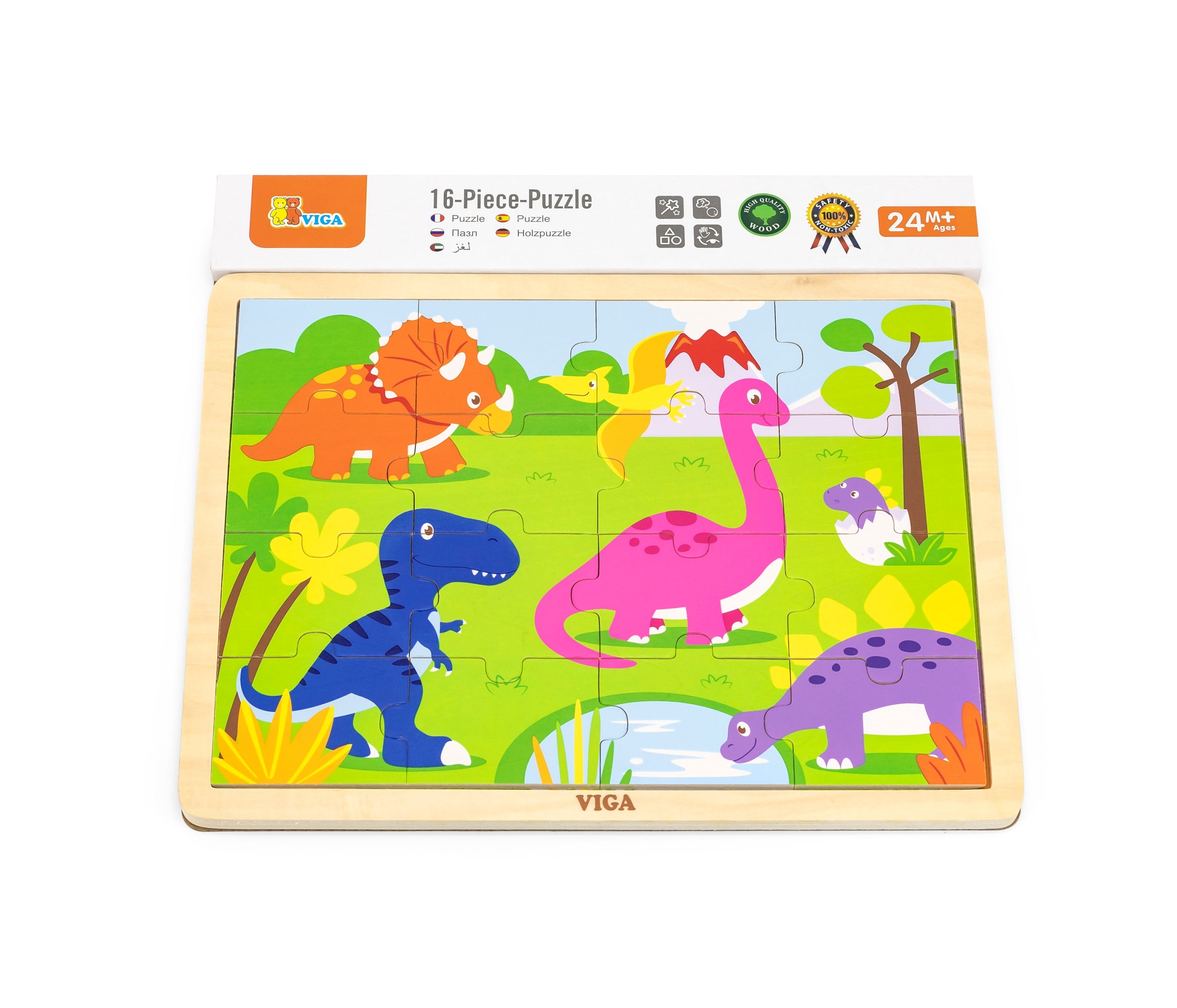 Medinė dėlionė - Dinozaurai 16 dalių