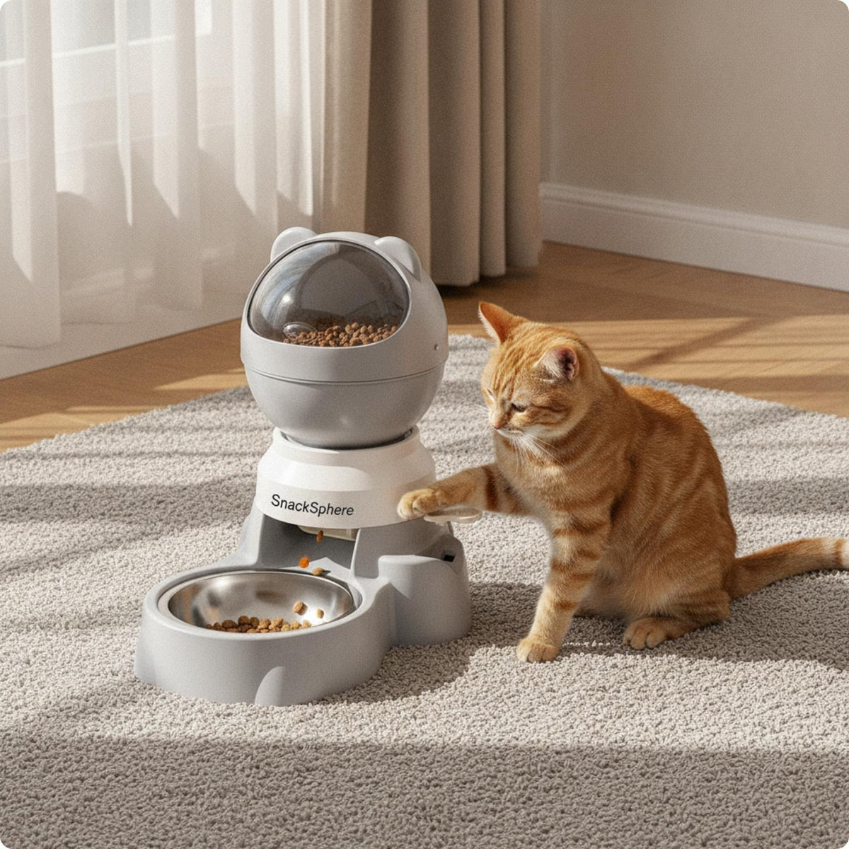 Puzzletype Food Dispenser | space efficient Saving Footprint, Raised Gray