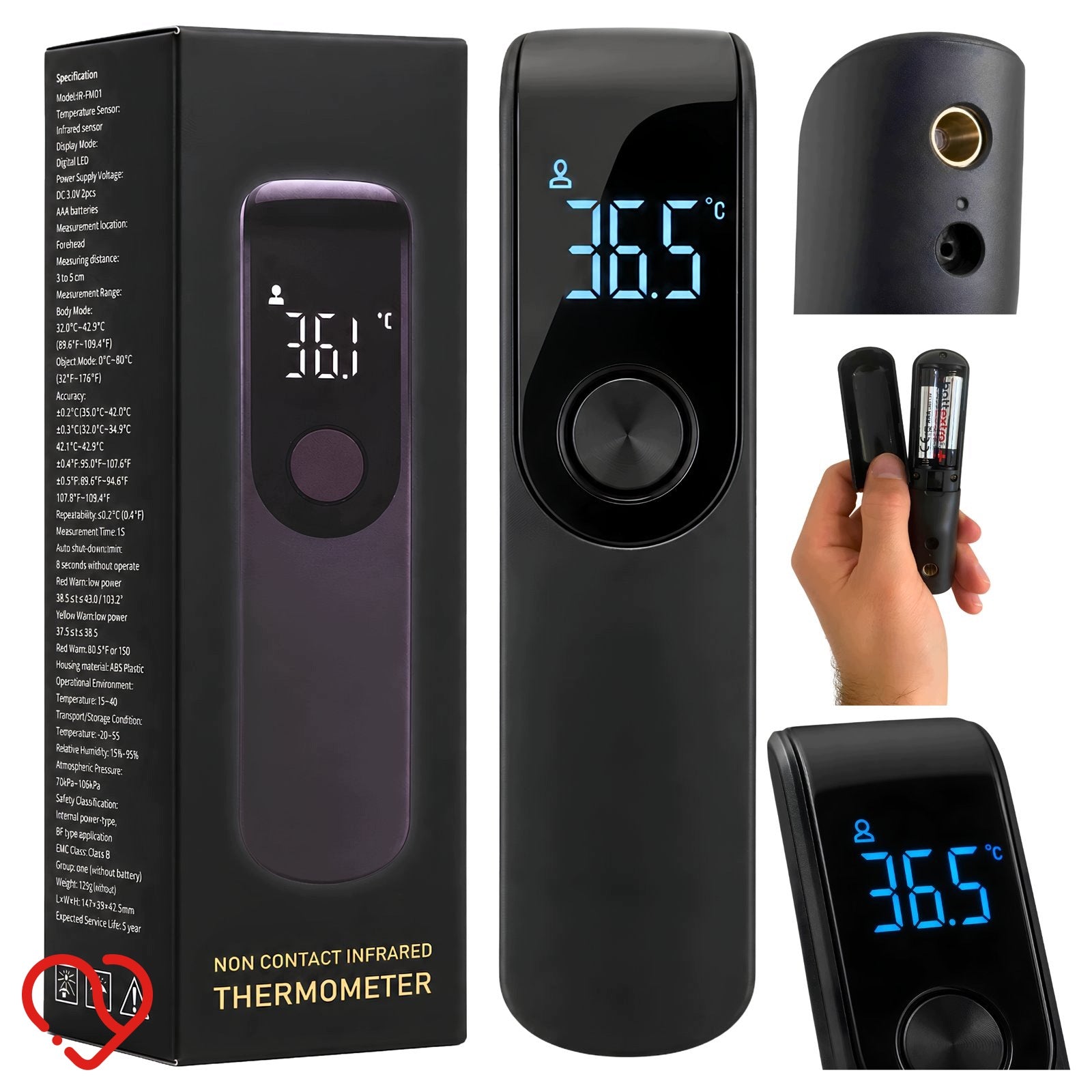 Pyrometer Non-Contact Forehead Thermometer for Adults 2pcs