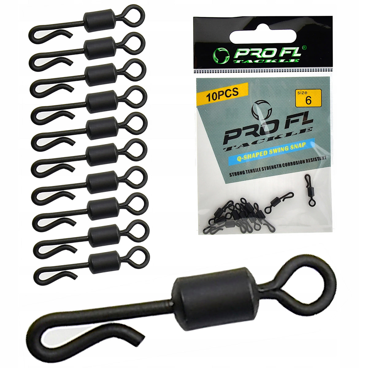 Q-Shaped Swing Snap Swivel for Quick Leader Replacement 10 Pack Size 6
