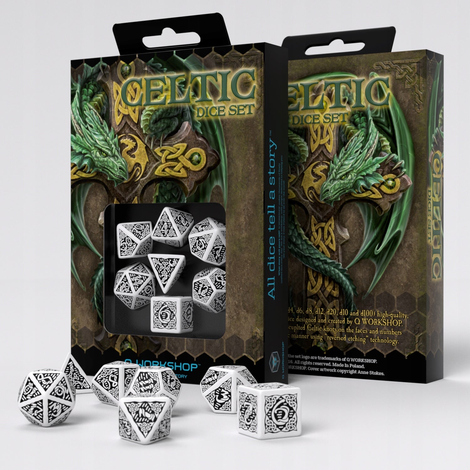 Würfelset Celtic 3D Revised weiß und schwarz 