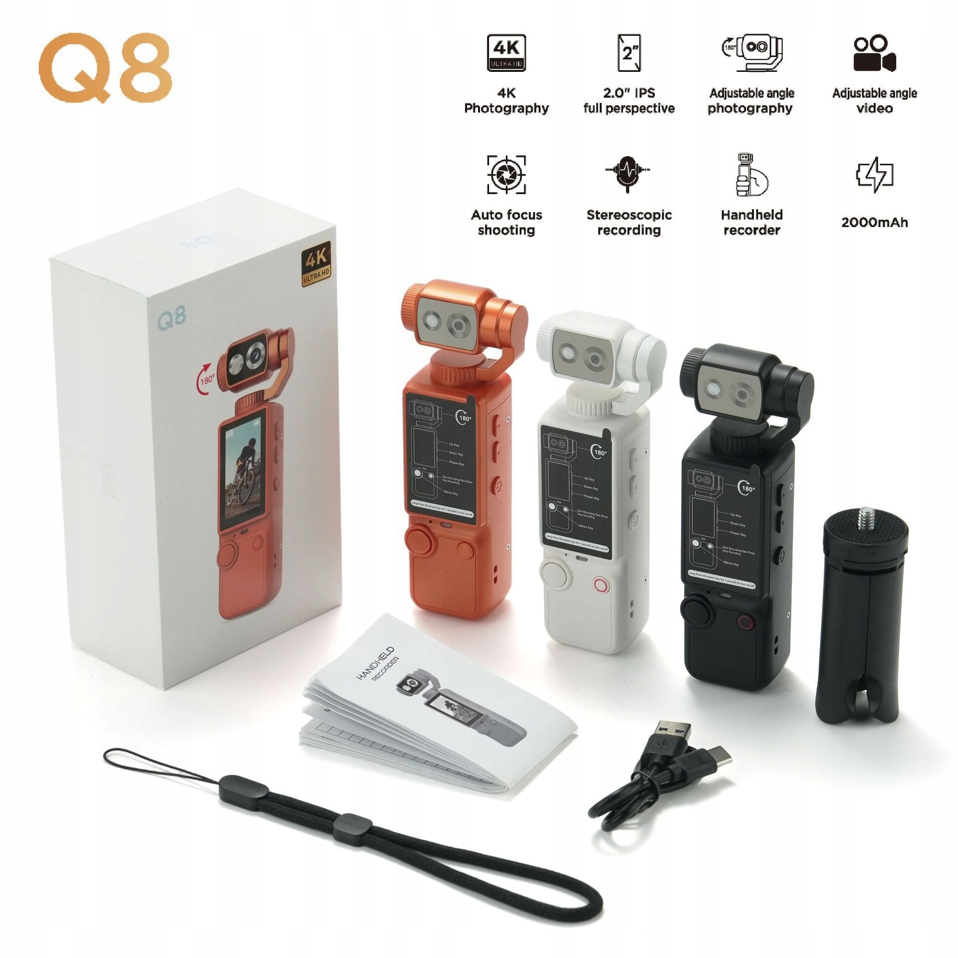 Q8 Handheld Action Camera with Ultra-Clear Autofocus Model Q8