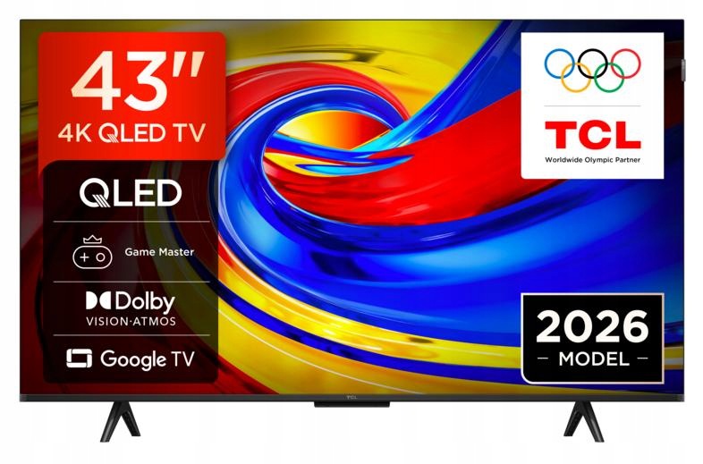 QLED TV TCL 43P7L 43" 4K Google TV Dolby Vision Black