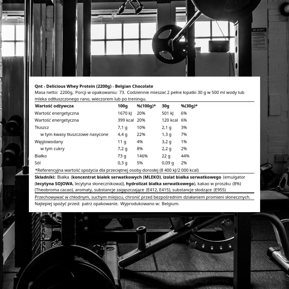 QNT Delicious Whey Protein (2200g) Belgian Chocolate Packaging status original