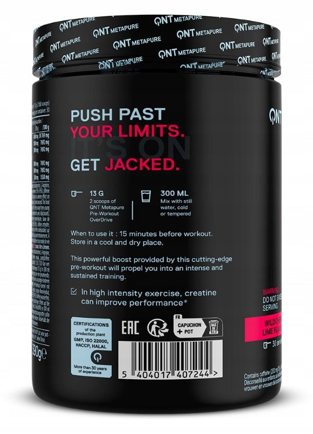 QNT Pre-Workout Overdrive Pre-Workout Strength Pump Before Workout 390g Brand QNT