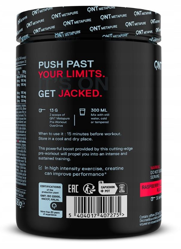 QNT Pre-Workout Overdrive Pre-Workout Strength Pump Before Workout 390g Brand QNT
