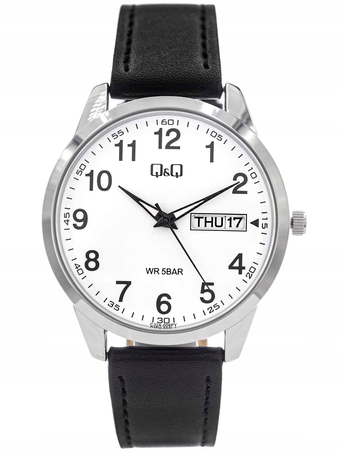 QQ MEN'S WATCH C32A-006PY CLASSIC ON BLACK STRAP WITH DATE Brand Q&Q