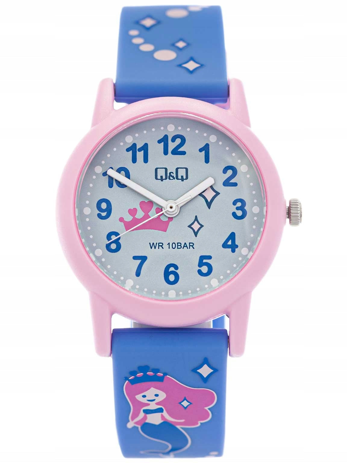 QQ V23A-019VY WATCH FOR GIRLS BLUE WITH MERMAID FOR SWIMMING Brand Q&Q