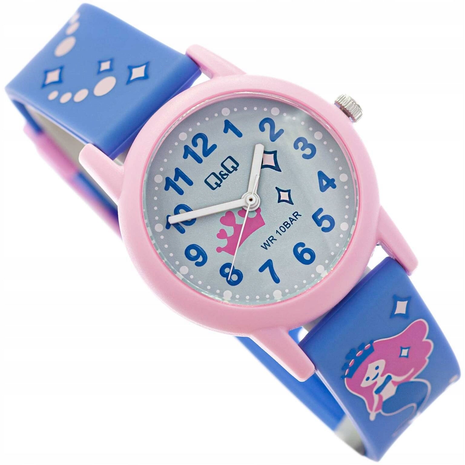 QQ V23A-019VY WATCH FOR GIRLS BLUE WITH MERMAID FOR SWIMMING