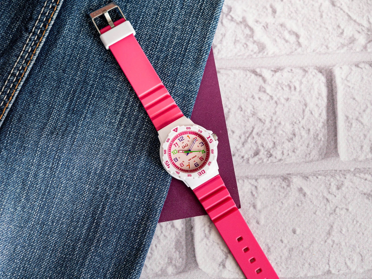 QQ WATCH VR19J012Y FOR GIRL PINK CLEAR FOR LEARNING CLOCK 10BAR Gender woman