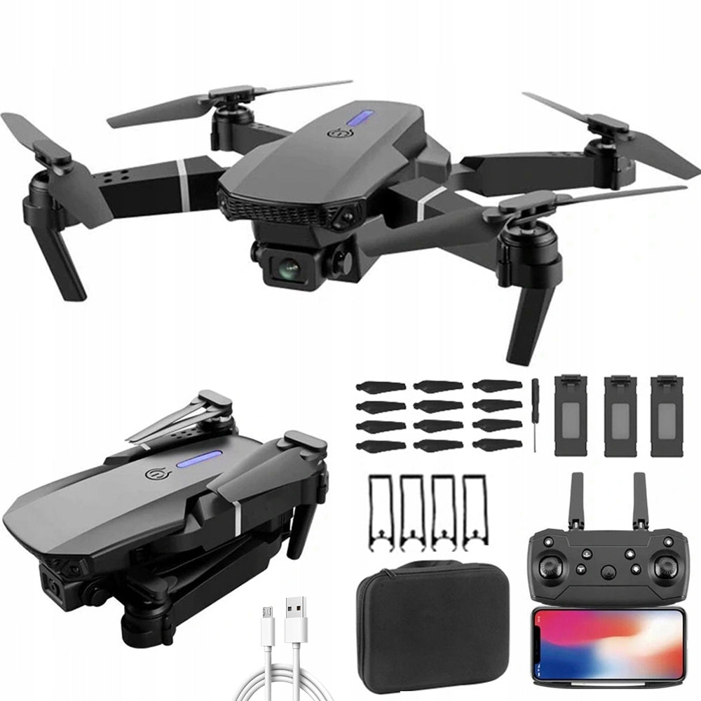 QUADROCOPTER DRONE 4K DUAL CAMERA + 3x AKU ROTATING 360° RC TOY 100m