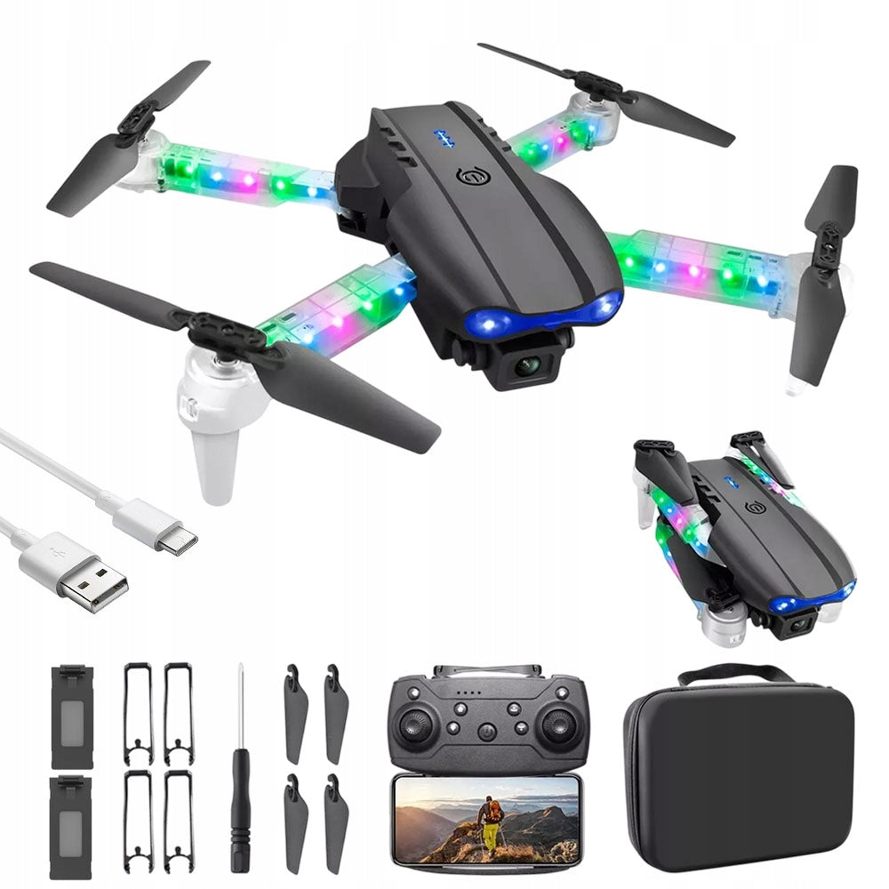 QUADROCOPTER DUAL CAMERA WIFI DRONE WITH LED LIGHTING 2x 1800MAH AKU