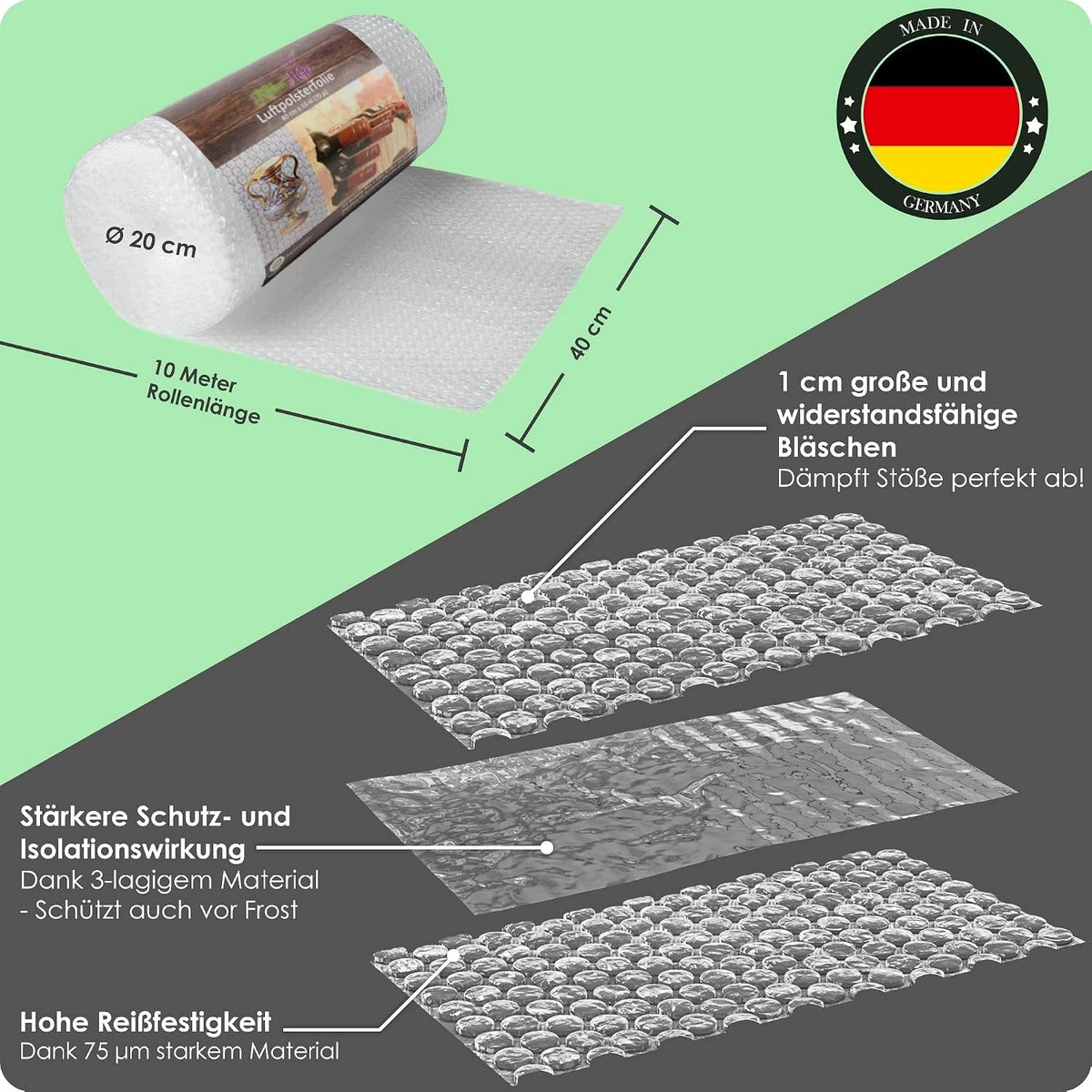 QUALITY FOLIA BUBBLE WRAPPING 0,4 X 10M PROTECTIVE Width 40 cm
