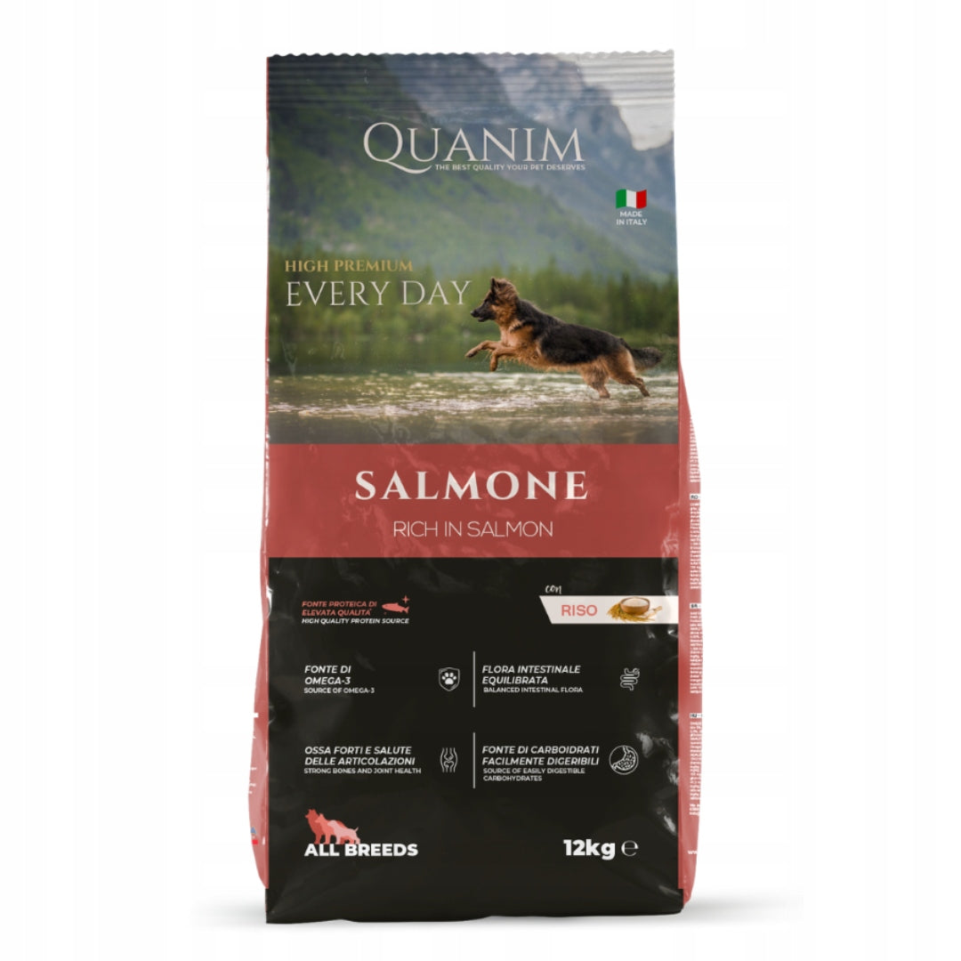 QUANIM SALMON RICE FISH 12KG FEED SHEEPDOG LAMBRADOR HUSKY BEAGLE AMSTAFF Packaging status original