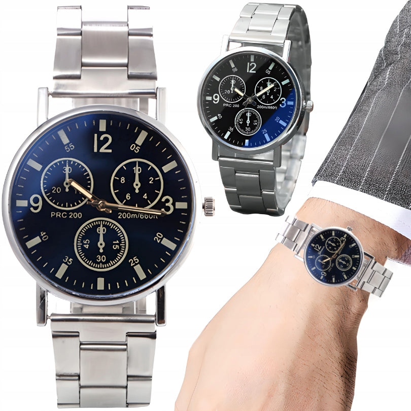 QUARTZ MEN'S WATCH CLASSIC ELEGANT STYLISH WITH SILVER BRACELET