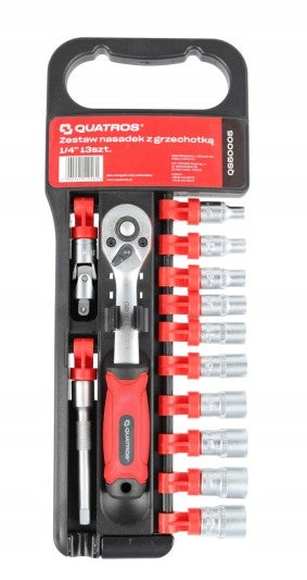 QUATROS RATCHET SOCKET SET 1/4" 72 teeth