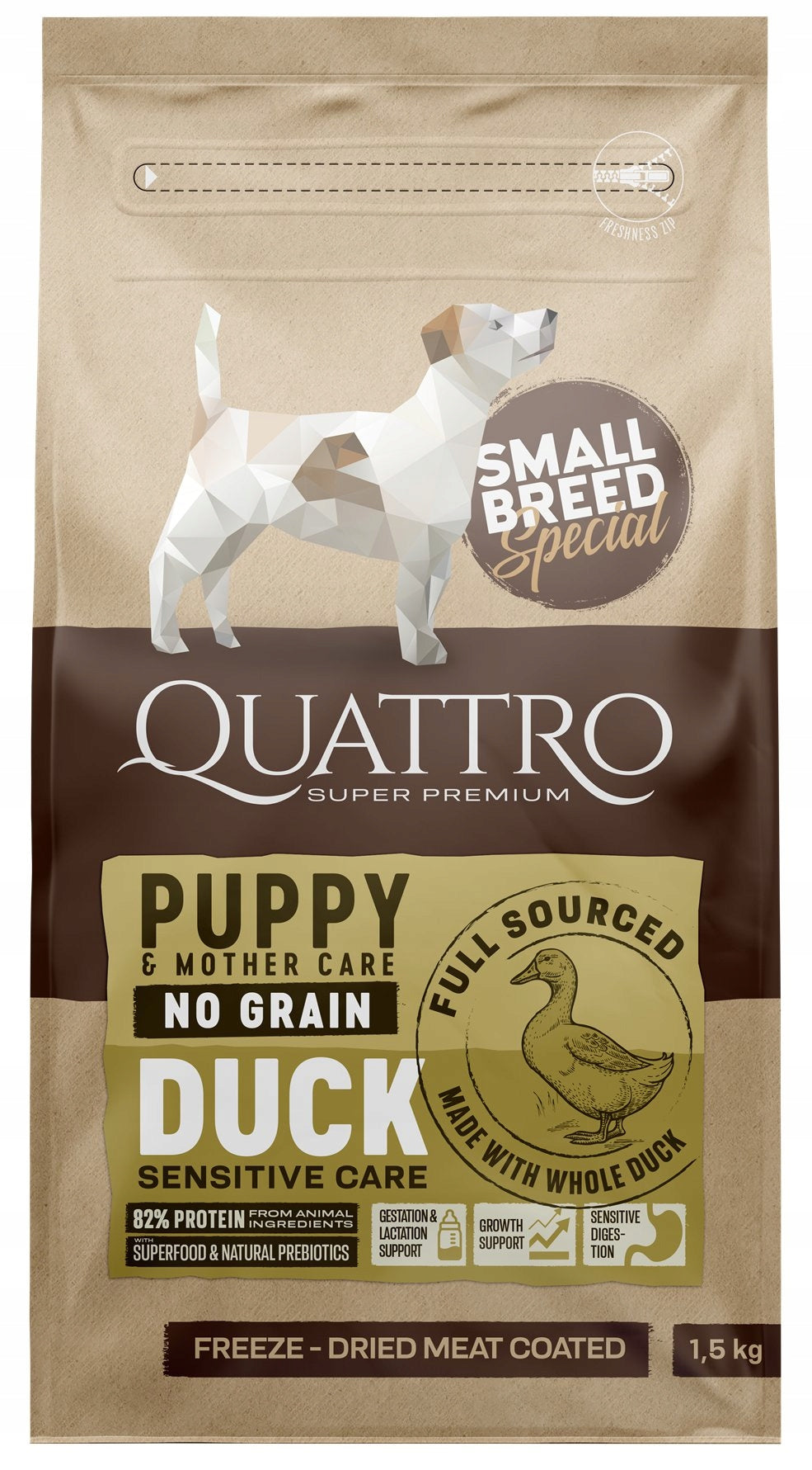 QUATTRO Grain Free Puppy Small Duck 1.5kg