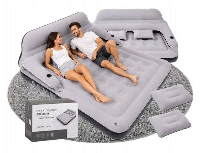 QUEEN SIZE XXXL CAMPING INFLATABLE MATTRESS WITH 2-SEATER BACKREST
