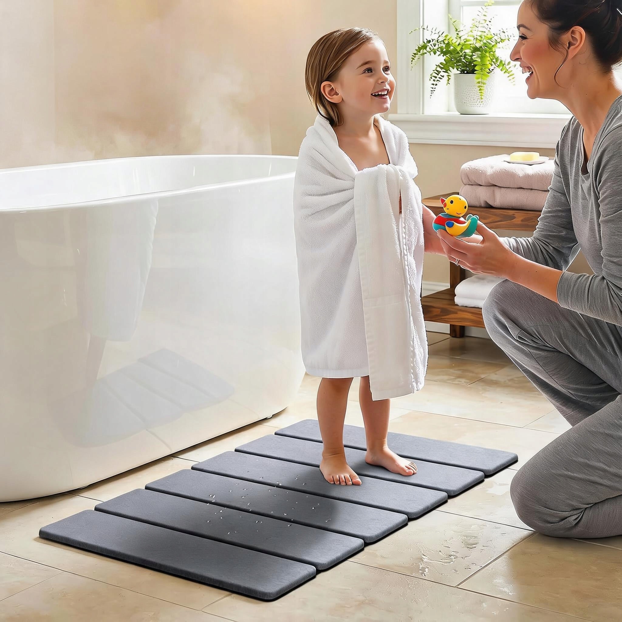 QUICK-DRYING DIATOMITE MAT FOR BATHROOM 60X39CM WITH RUBBER BOTTOM Packaging status original