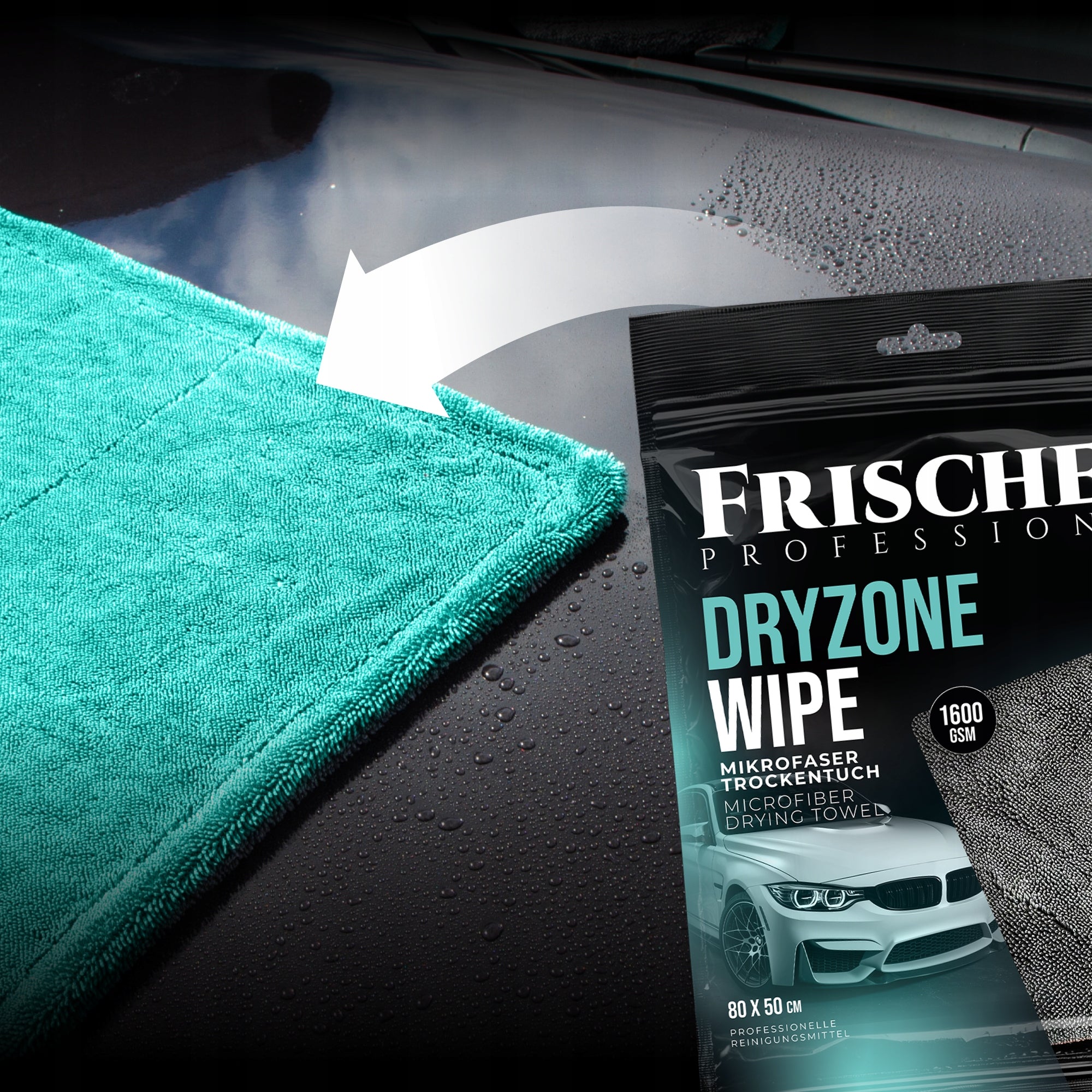 QUICK-DRYING MICROFIBER TOWEL FOR DRYING THE CAR 50 X 80CM Packaging status original