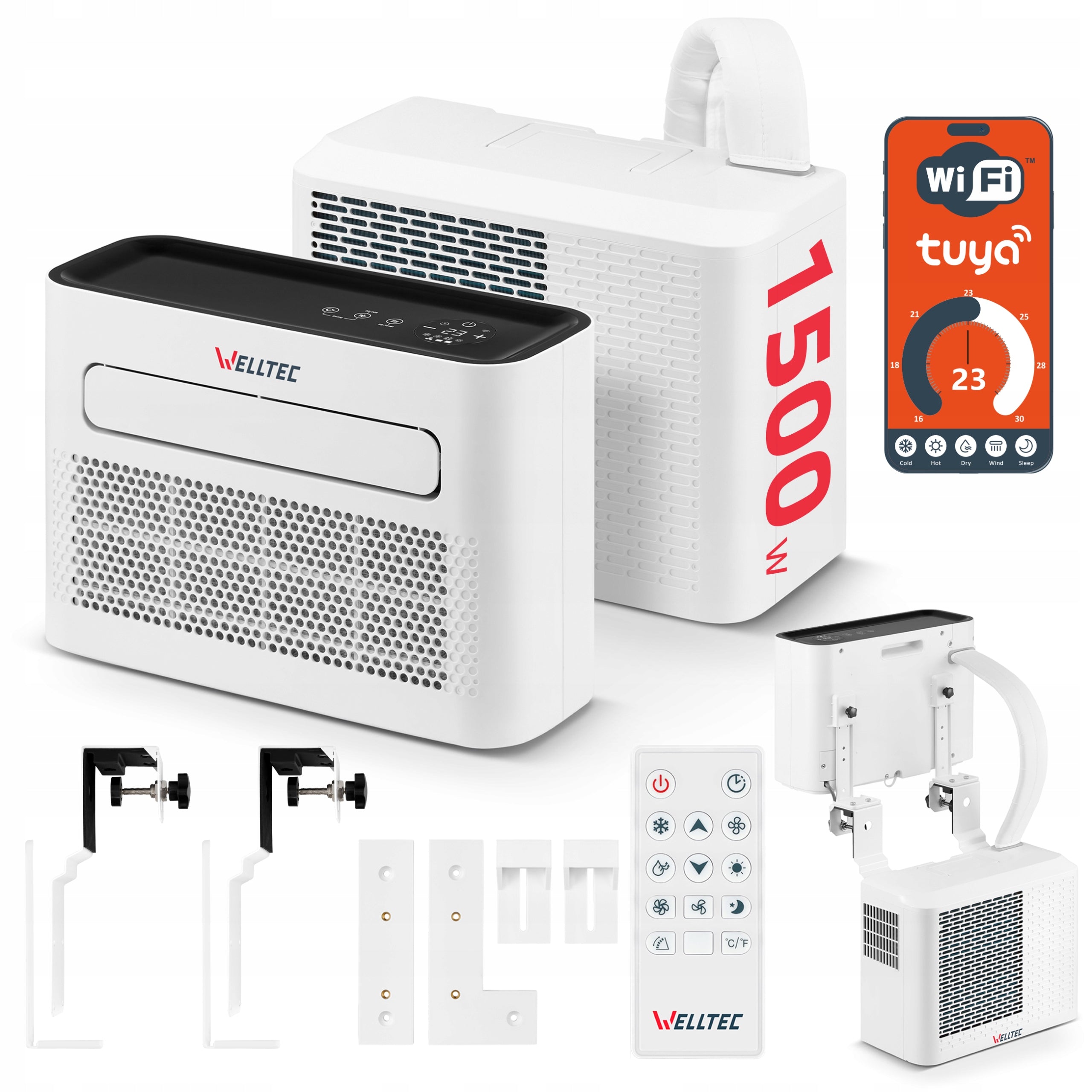 QUIET PORTABLE AIR CONDITIONER SPLIT WELLTEC ACS1 PRO FOR MOTORHOME - 4in1 WiFi