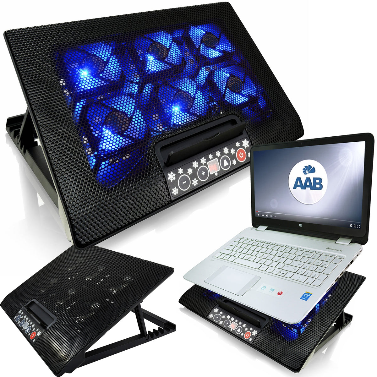 QUIET STAND LAPTOP COOLING PAD 15-17" 6x USB FAN-Y