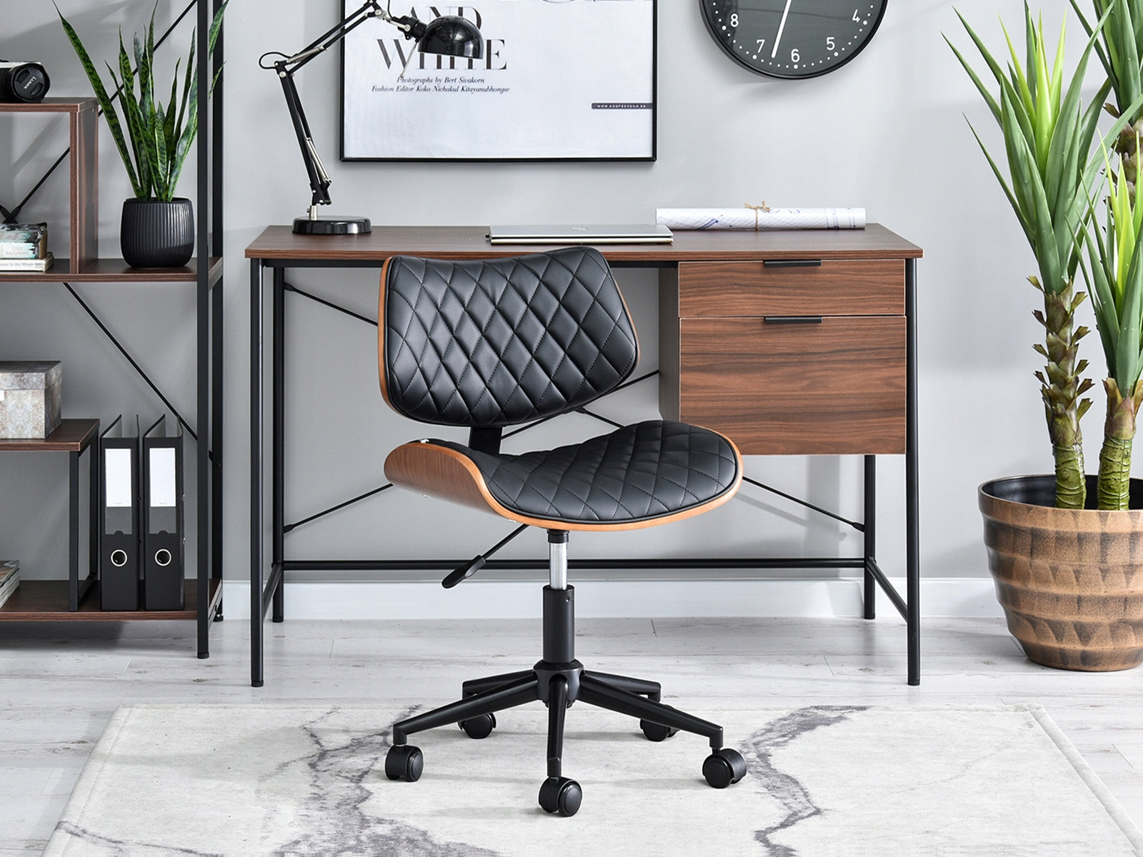 QUILTED OFFICE CHAIR WITH BLACK ECO LEATHER BRUNO ON BLACK LEG Manufacturer code 5907698631668