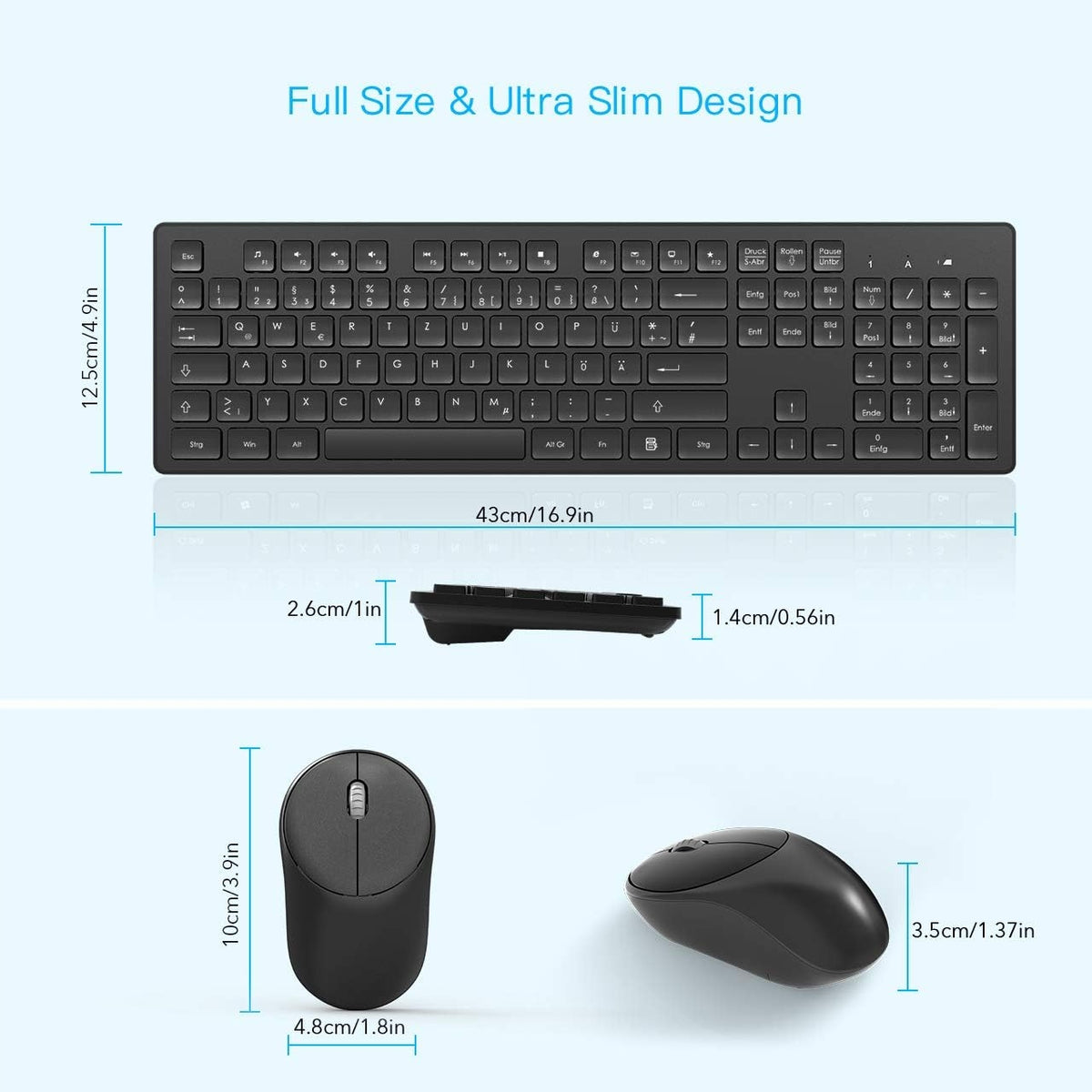 QWERTZ Wireless Keyboard Mouse Kit Manufacturer WisFox