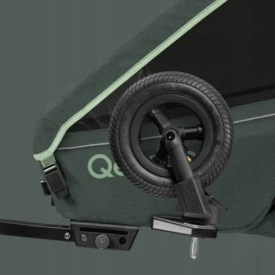 Qeridoo Kidgoo 1 Pacific Blue Single Bike Trailer for Kids Additional features shock absorption safety flag rain cover jogger function brake pockets stroller front wheel included axle-mounted mosquito net hi-vis reflectors sun visors lighting securing straps 5-point harness pumped wheels cargo space adjustable handles foldable trailer design waterproof bicycle trailer hook walking set covered