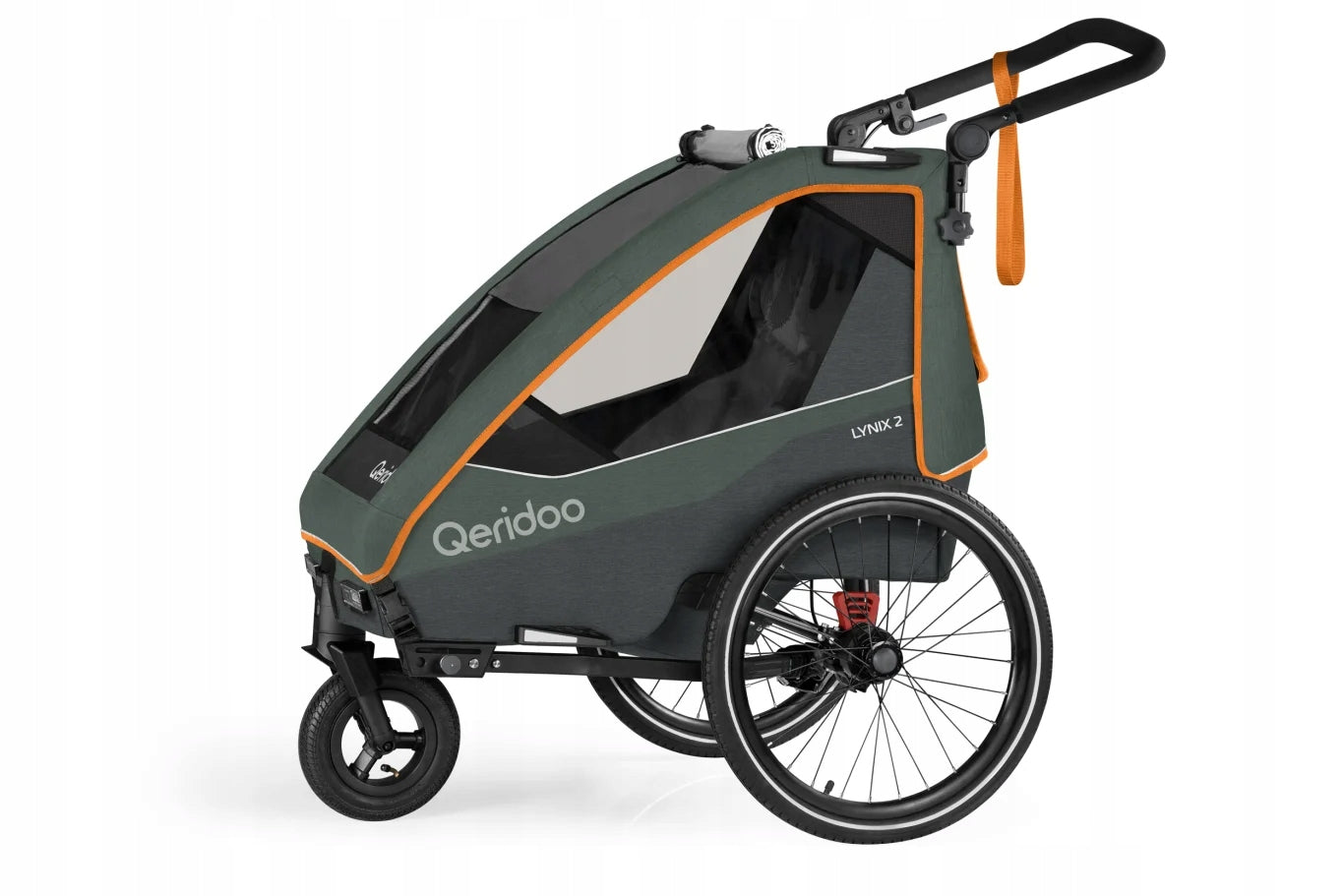 Qeridoo Lynix 2 Forest Green double bicycle trailer