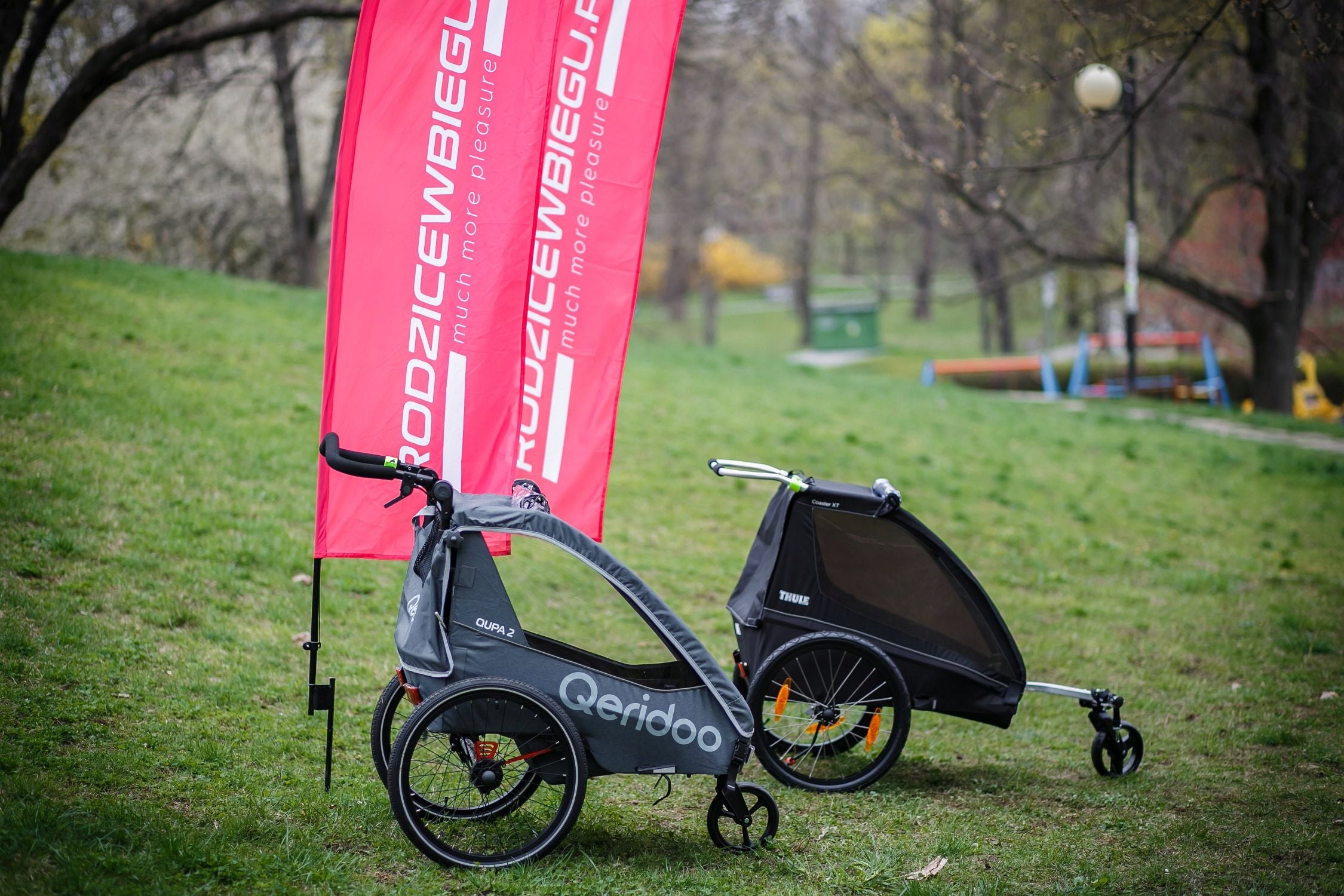Qeridoo Qupa 2 Grey Double Trailer Bicycle Stroller Brand Qeridoo