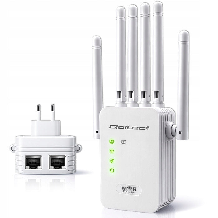 Qoltec AX1200 WiFi amplifier 6 repeater 2.4/5GHz 6 antennas 2xRJ45 AP Packaging status original