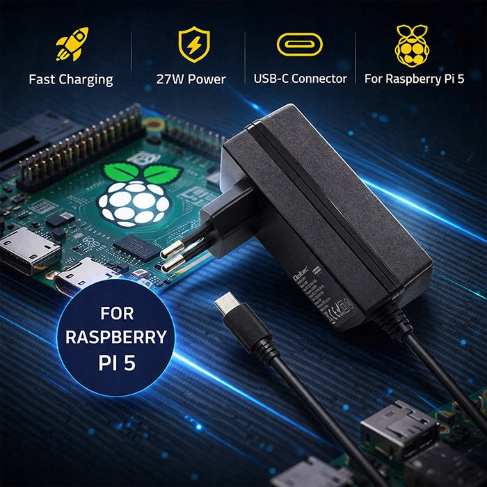 Qoltec Super FAST PD Charger for Raspberry PI 5USB-C27W5.1V Manufacturer Qoltec