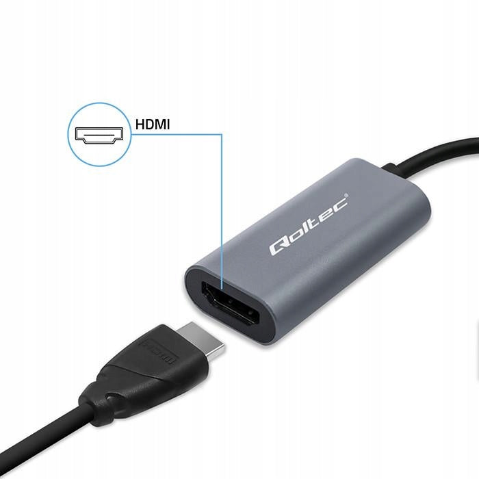 Qoltec USB-C to HDMI 4K Adapter Cable | 60Hz | 32AWG 0,17m Packaging status original