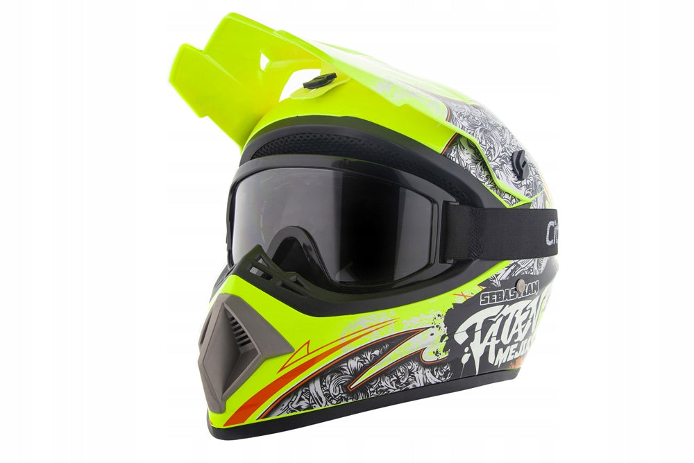 Quad Helmet + Enduro Cross Goggles Scooter BMX Bike S