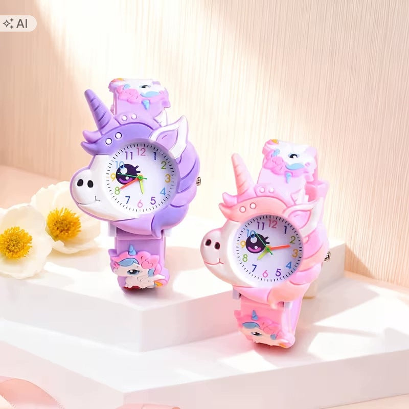 Quartz Watch with 3D Pony Theme Silicone Strap Packaging status original