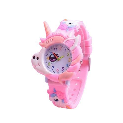 Quartz Watch with 3D Pony Theme Silicone Strap