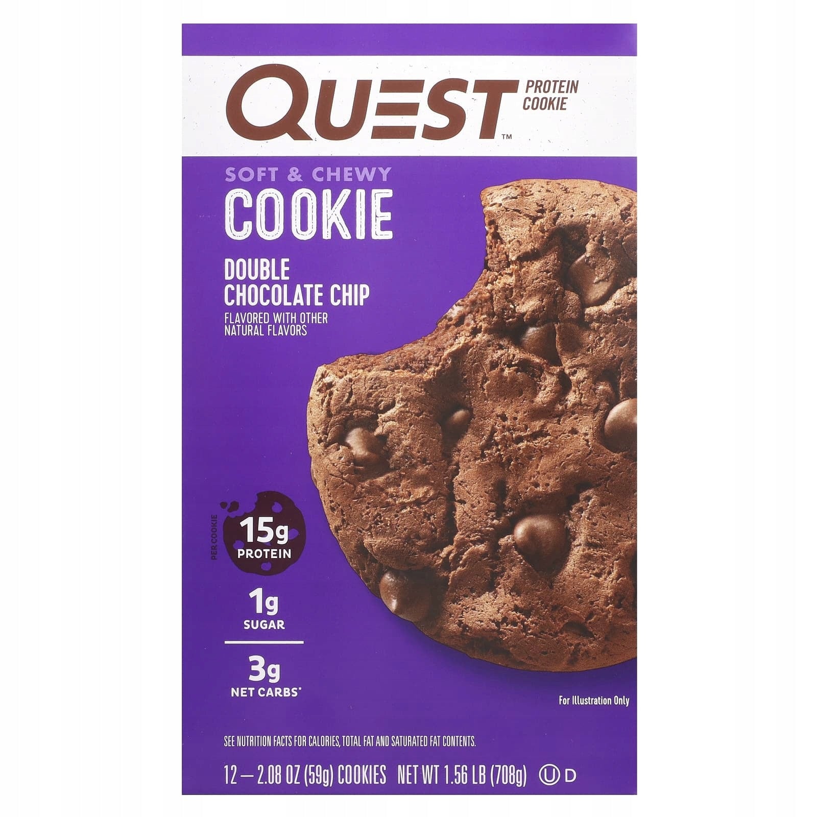 Quest Nutrition, Protein Biscuit Double Chocolate Pieces, 12 Cookies