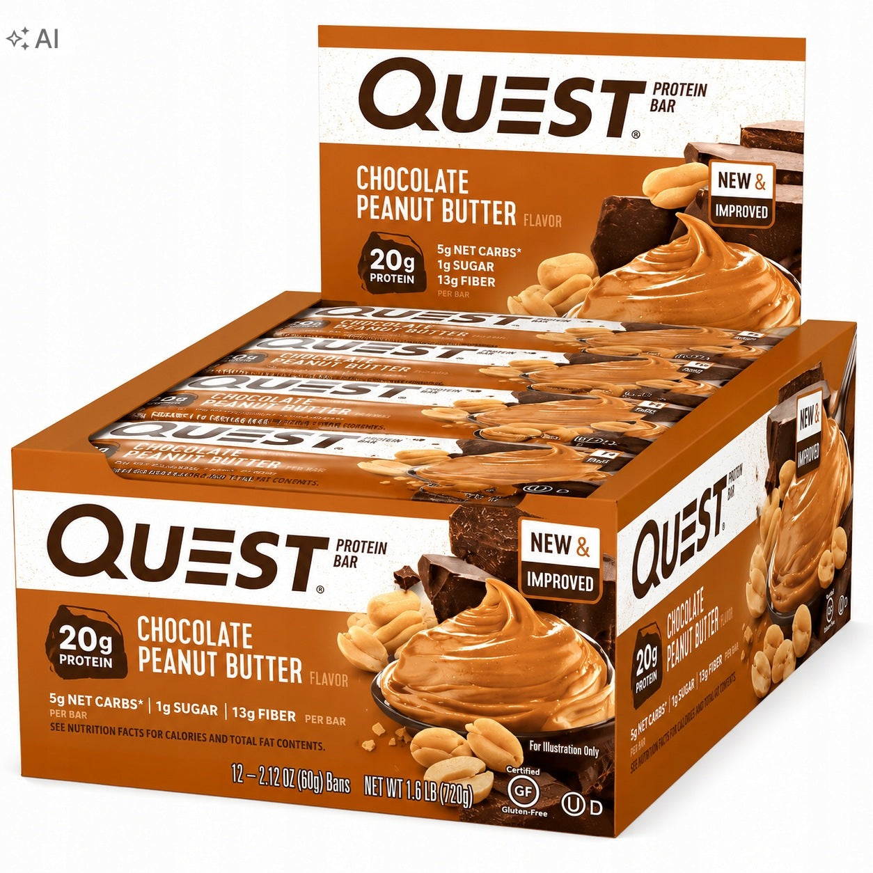 Quest Protein Bars 12x60g Chocolate Peanut Butter