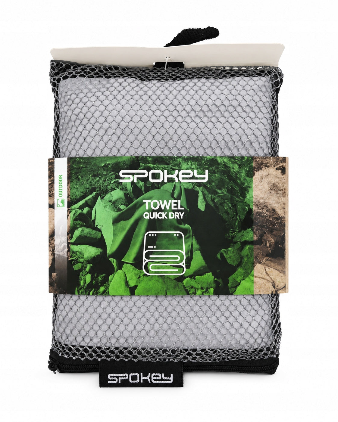 Quick Drying Microfiber Towel Spokey 50x120cm Grey for Gym Camping Packaging status original