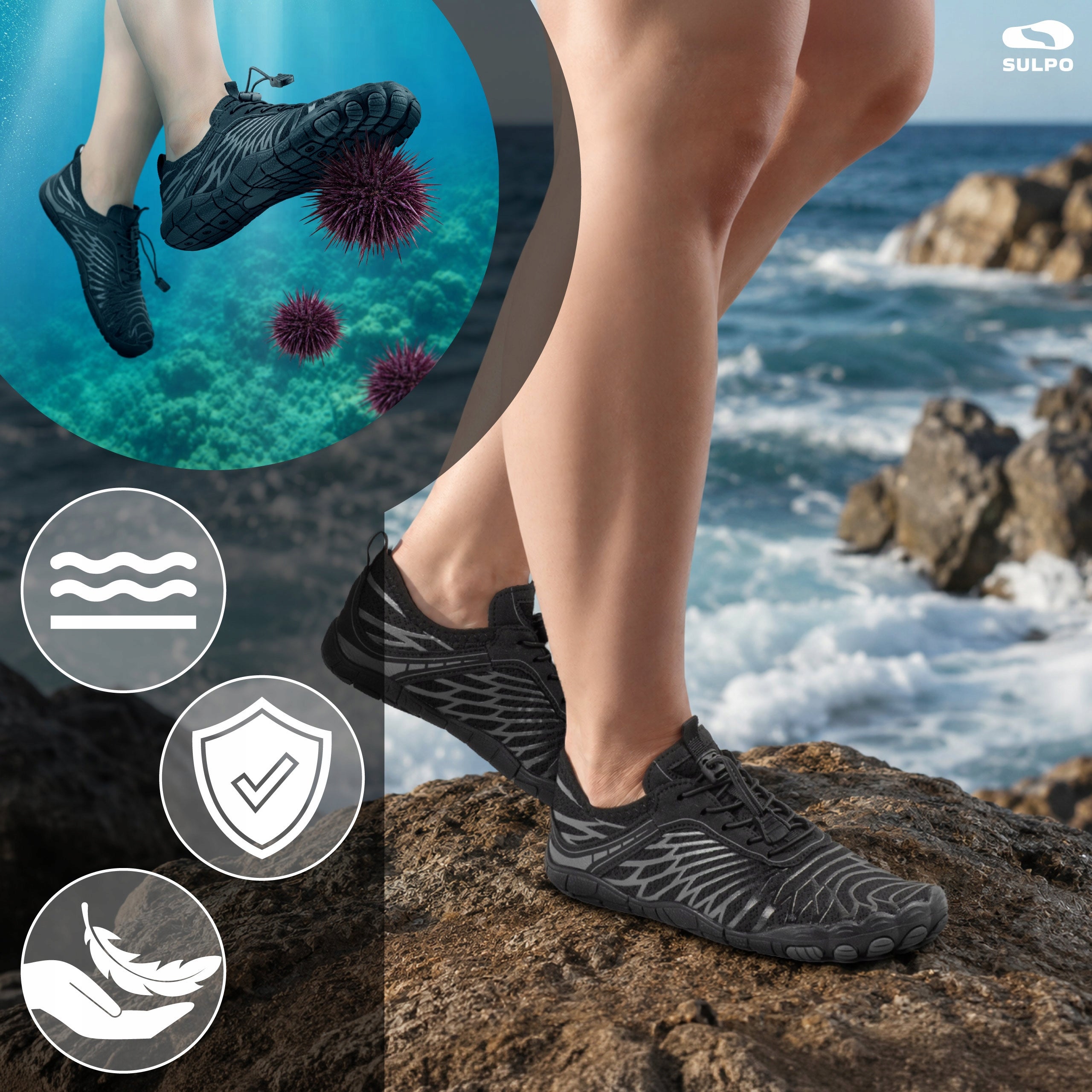 Quick-drying snorkeling shoes for rocky ground 44 Packaging status original